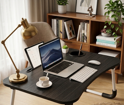 Foldable Laptop Desk – Adjustable Height & Angle Bed Table | Portable Lap Desk for Bed, Sofa & Couch | Breakfast Tray & Cup Slot, Reading & Writing Stand