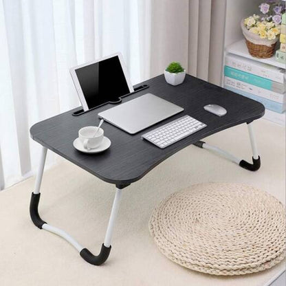 Foldable Laptop Desk – Adjustable Height & Angle Bed Table | Portable Lap Desk for Bed, Sofa & Couch | Breakfast Tray & Cup Slot, Reading & Writing Stand