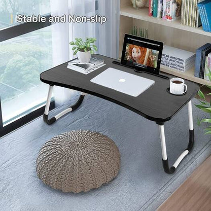 Foldable Laptop Desk – Adjustable Height & Angle Bed Table | Portable Lap Desk for Bed, Sofa & Couch | Breakfast Tray & Cup Slot, Reading & Writing Stand