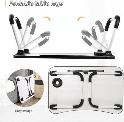 Foldable Laptop Desk – Adjustable Height & Angle Bed Table | Portable Lap Desk for Bed, Sofa & Couch | Breakfast Tray & Cup Slot, Reading & Writing Stand