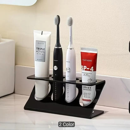 Countertop Toothbrush Holder – Multi-Functional Bathroom Organizer & Travel Toothbrush Stand | Available in White & Black
