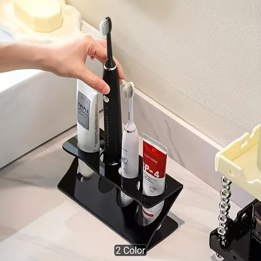 Countertop Toothbrush Holder – Multi-Functional Bathroom Organizer & Travel Toothbrush Stand | Available in White & Black