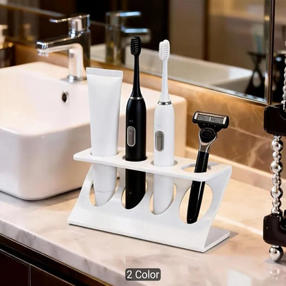 Countertop Toothbrush Holder – Multi-Functional Bathroom Organizer & Travel Toothbrush Stand | Available in White & Black