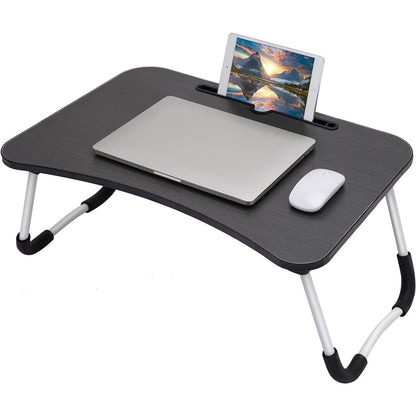 Foldable Laptop Desk – Adjustable Height & Angle Bed Table | Portable Lap Desk for Bed, Sofa & Couch | Breakfast Tray & Cup Slot, Reading & Writing Stand