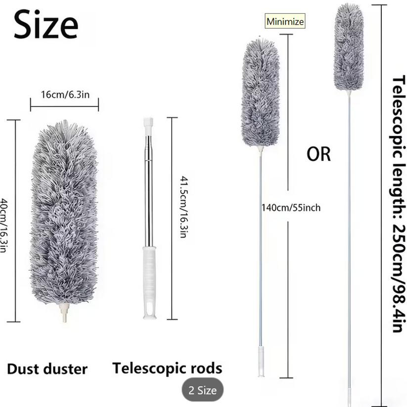280cm Extendable Feather Duster Telescopic Magic Dust Brush Long Reach Handle, Reus... Default.